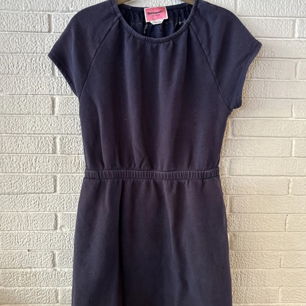 Kate Spade Classic NAVY OPEN LACE DRAWSTRING BACK CASUAL Mini Dress M